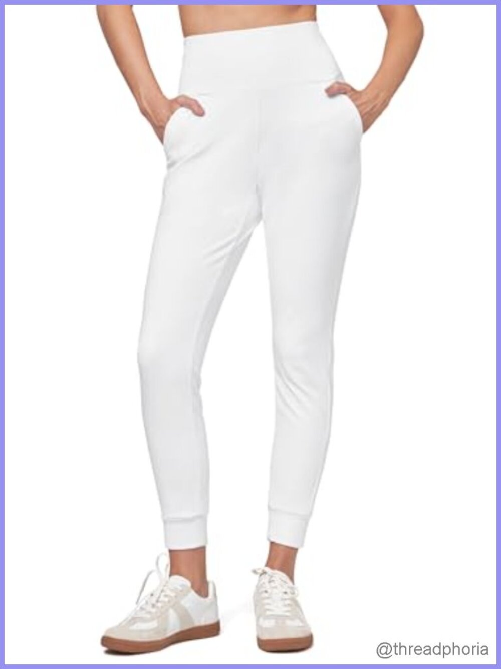 Fleece Lined Jogger Pants Women High Waisted Water Resistant Zipper Pockets